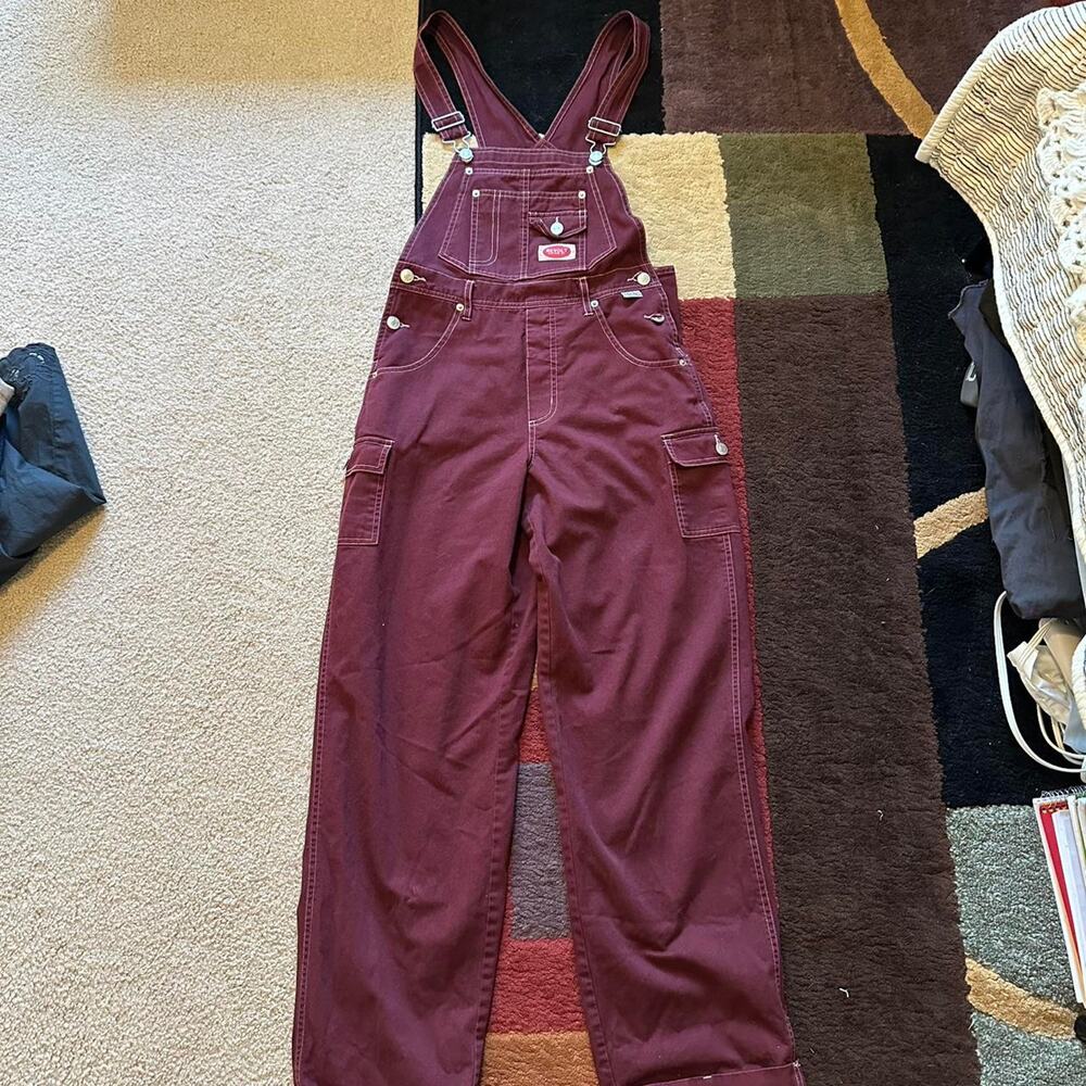 Vintage Red / Burgundy Denim Overalls Revolt y2K 100% cotton